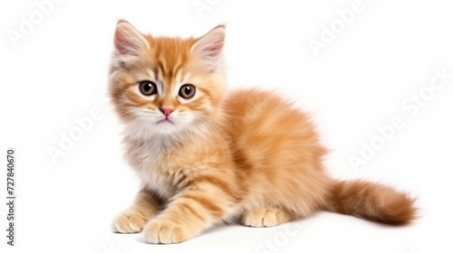 A cute cat on a white background. Copy space. © Murkemur