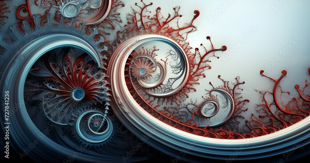 
Captivating fractal design displaying self-similar patterns at different scales. Delicate spirals and intricate branching. 
