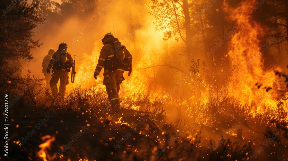 Firefighters fighting forest fire Firefighters fighting forest fire