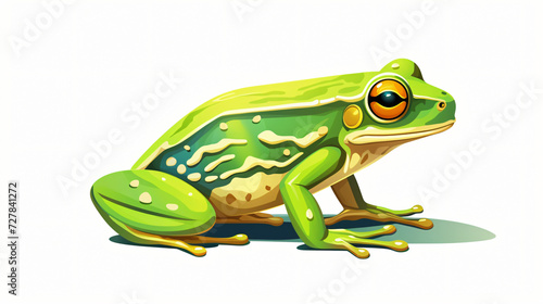 A green frog on a white background cartoon isolated.