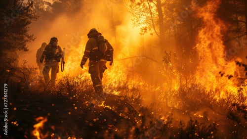 Firefighters fighting forest fire
