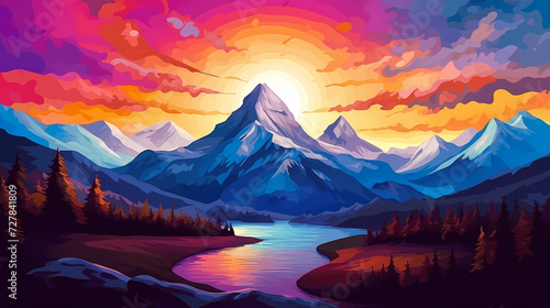 Majestic mountains, panoramic peaks PPT background