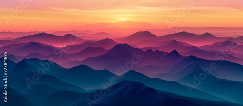 Silhouettes of Majestic Mountains against a Mesmerizing Sunset © TheWaterMeloonProjec