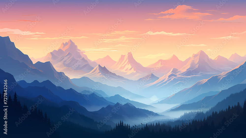 Majestic mountains, panoramic peaks PPT background Majestic mountains, panoramic peaks PPT background