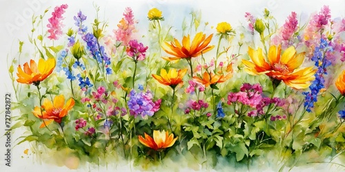 Beautiful summer flowers. Watercolor illustration. © jens h.