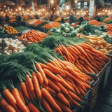 The carrots sold in the bazar market. Agriculture popular organic ingridient food texture background