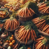 The carrots sold in the bazar market. Agriculture popular organic ingridient food texture background