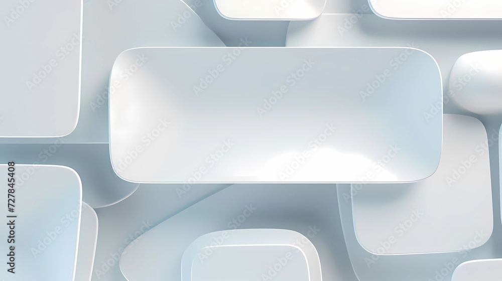 3d render, abstract white geometric background. square blank card with rounded corners 3d render, abstract white geometric background. square blank card with rounded corners