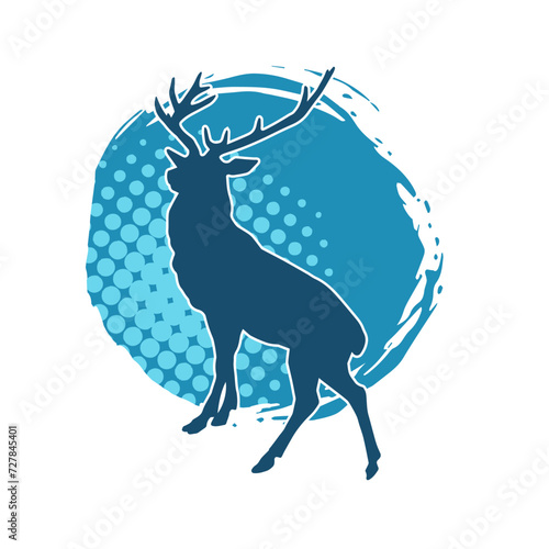 Silhouette of a deer wild forest animal with antlers.