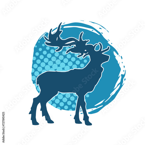Silhouette of a deer wild forest animal with antlers.