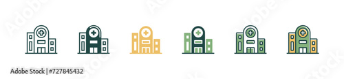 health care hospital building icon set emergency rescue clinic architecture vector illustration for web and app