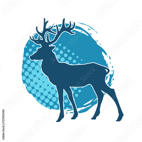 Silhouette of a deer wild forest animal with antlers.