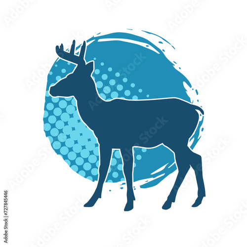Silhouette of a deer wild forest animal with antlers.