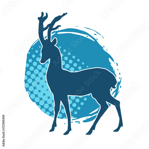 Silhouette of a deer wild forest animal with antlers.