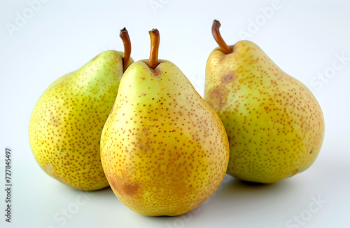Juicy and tasty pears on the white background.