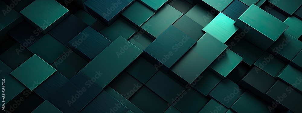 Turquoise elongated cubes with a metallic shine effect, arranged in layers and set against a dynamic 3D background. Turquoise elongated cubes with a metallic shine effect, arranged in layers and set against a dynamic 3D background.