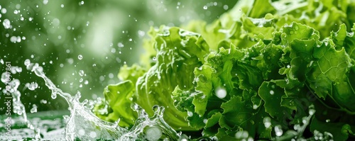 Splash of water with gree healthy vegetable