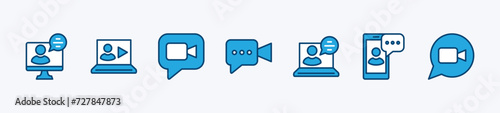 Online video service and support icon set. Digital video communication, mobile call course, business meeting, remote work, discussion. Vector illustration Free Download Online video service and support icon set. Digital video communication, mobile call course, business meeting, remote work, discussion. Vector illustration - GFXLoad