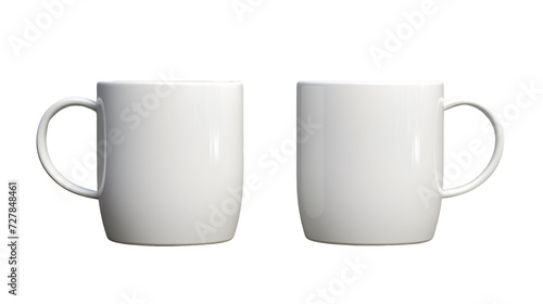 White classic coffee cup front and back in pure white without logo on transparent Background