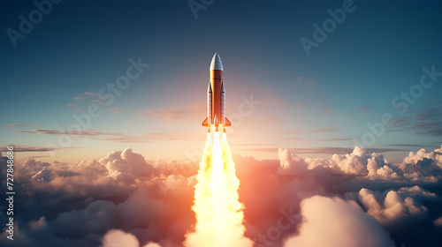 Amazing scene of a space rocket launching from Earth