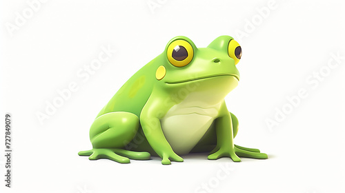 A green frog on a white background cartoon isolated.