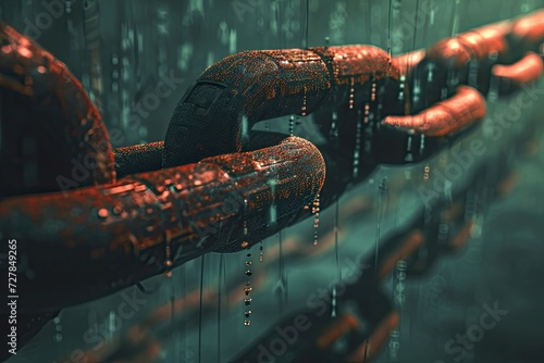 Blockchain technology connections, Cryptocurrency digital encryption photo