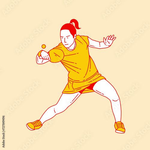 Simple cartoon illustration of a ping pong player 2