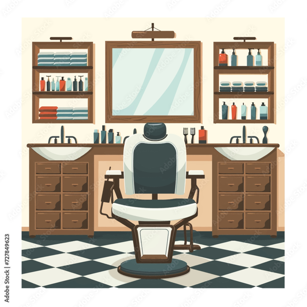 Fototapeta premium Male Barbershop interior Design Illustration