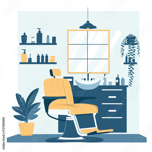 Male Barbershop interior Design Illustration