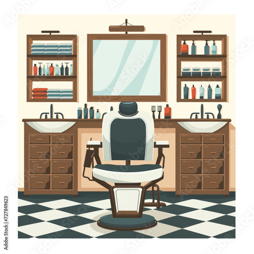 Male Barbershop interior Design Illustration