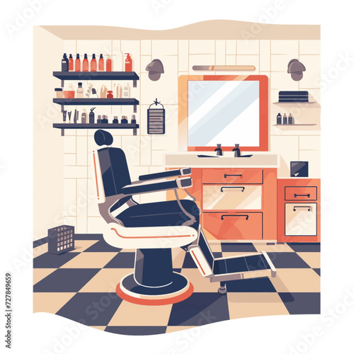 Male Barbershop interior Design Illustration