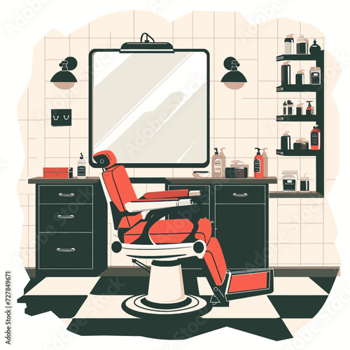 Male Barbershop interior Design Illustration