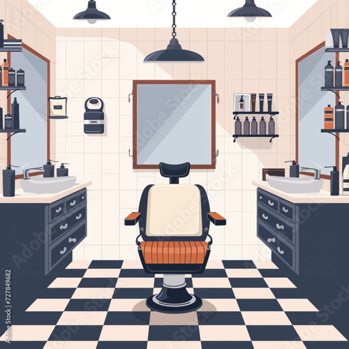 Male Barbershop interior Design Illustration