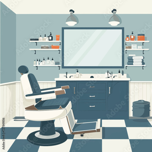 Male Barbershop interior Design Illustration