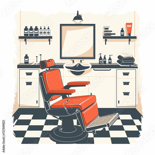 Male Barbershop interior Design Illustration