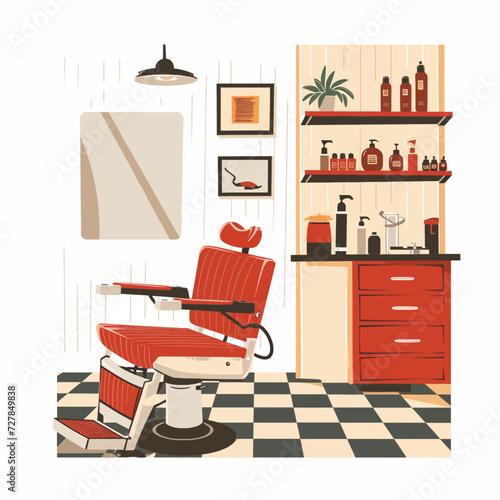Male Barbershop interior Design Illustration