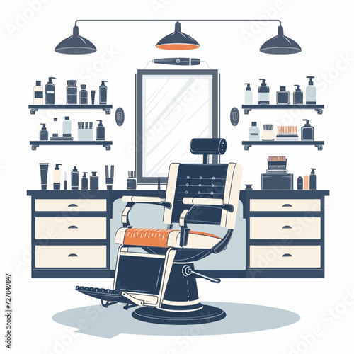Male Barbershop interior Design Illustration