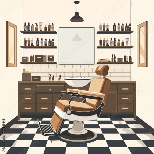 Male Barbershop interior Design Illustration