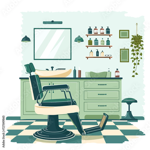 Male Barbershop interior Design Illustration