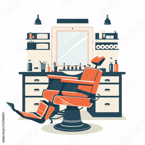 Male Barbershop interior Design Illustration