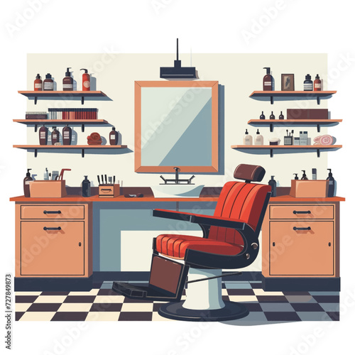 Male Barbershop interior Design Illustration