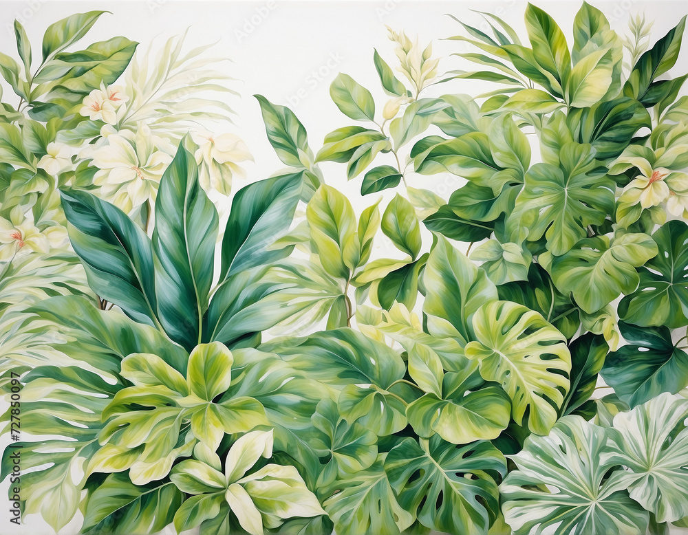 Tropical exotic plants with oil painting artistic style Tropical exotic plants with oil painting artistic style