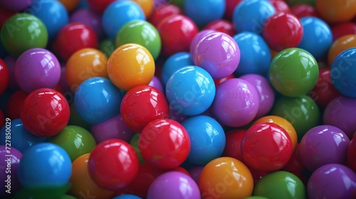 Piles of colorful balls children toy concept background. AI generated image