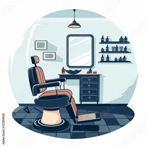 Male Barbershop interior Design Illustration