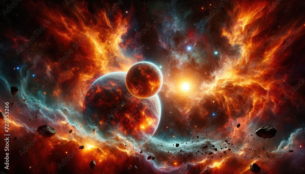 Inferno Nebula and Planetary Alignment Inferno Nebula and Planetary Alignment