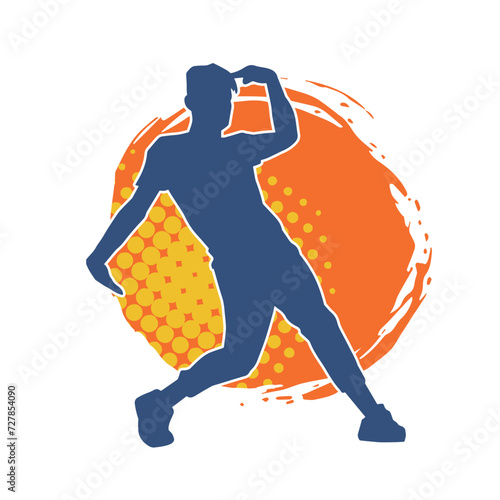 Silhouette of a slim man dancing pose. Silhouette of a male dancer in action pose.