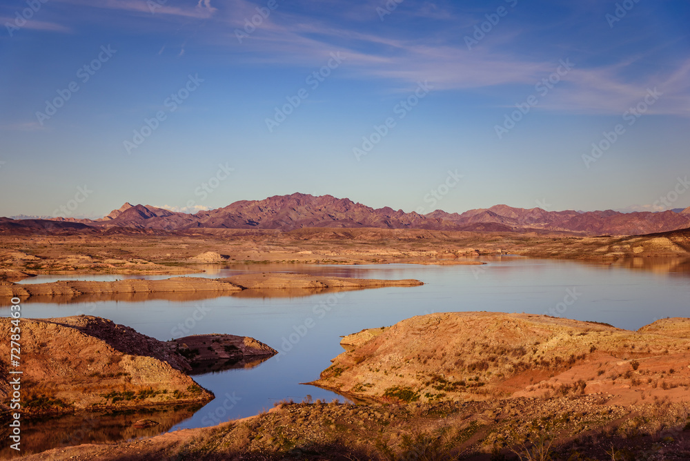 Lake in the vally between the mountains in Arizona
