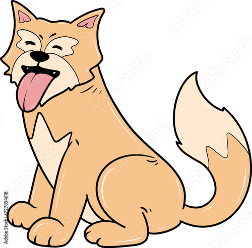 cute orange dog with a fluffy tail cartoon © mchlabs