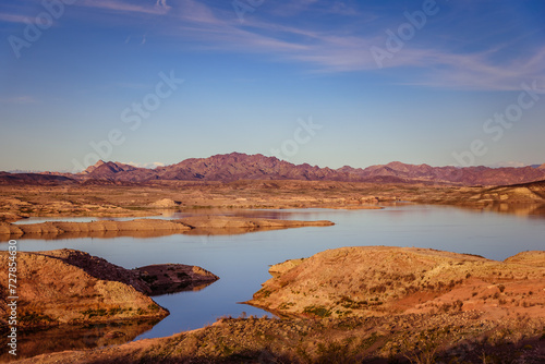 Lake in the vally between the mountains in Arizona