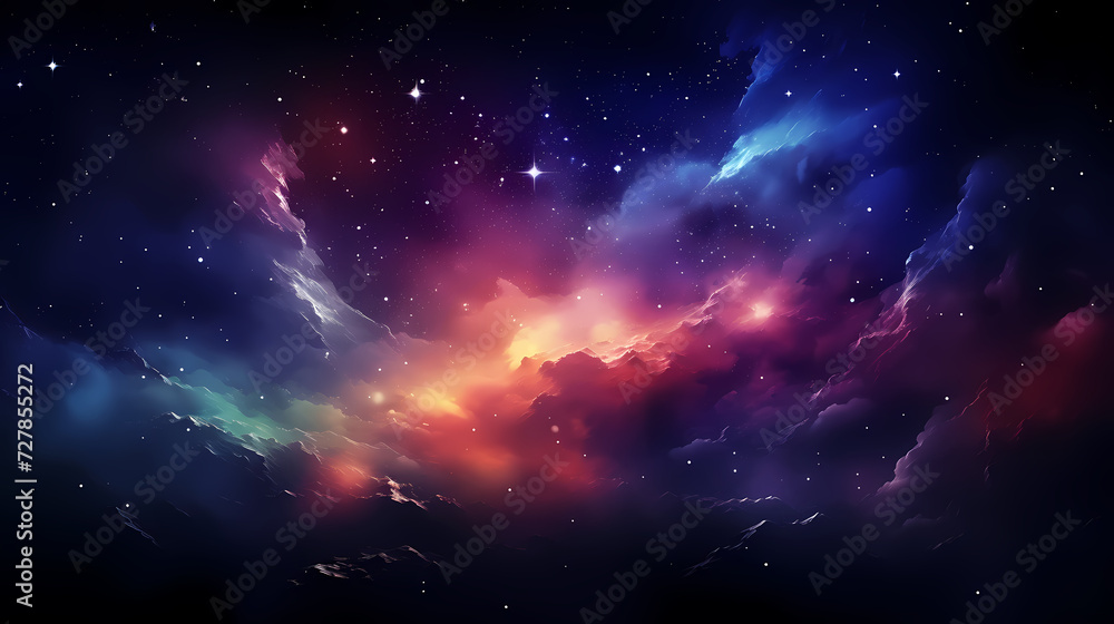 Fototapeta premium Mysterious star themed gradient background with countless twinkling stars